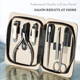 Manicure Set 7 in 1 with Gray Leather Case