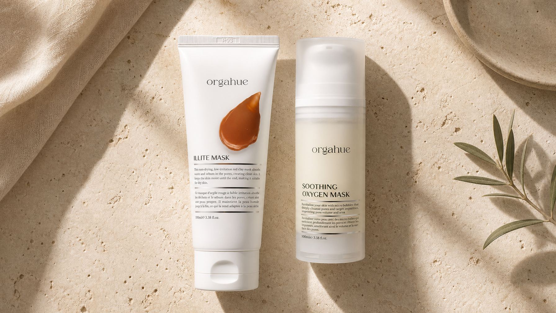 Beauty Power Orgahue Illite Clay Mask and Soothing Oxygen Bubble Mask dual pore scaling stack