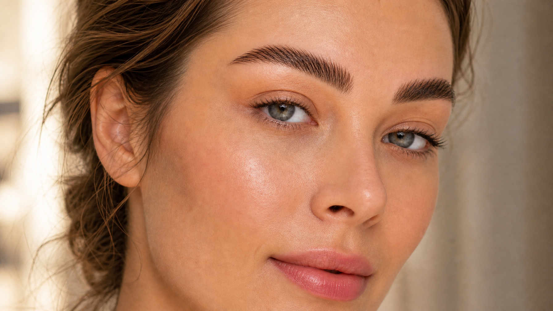 Fluffy laminated brows after professional brow lamination, the look home aftercare protects