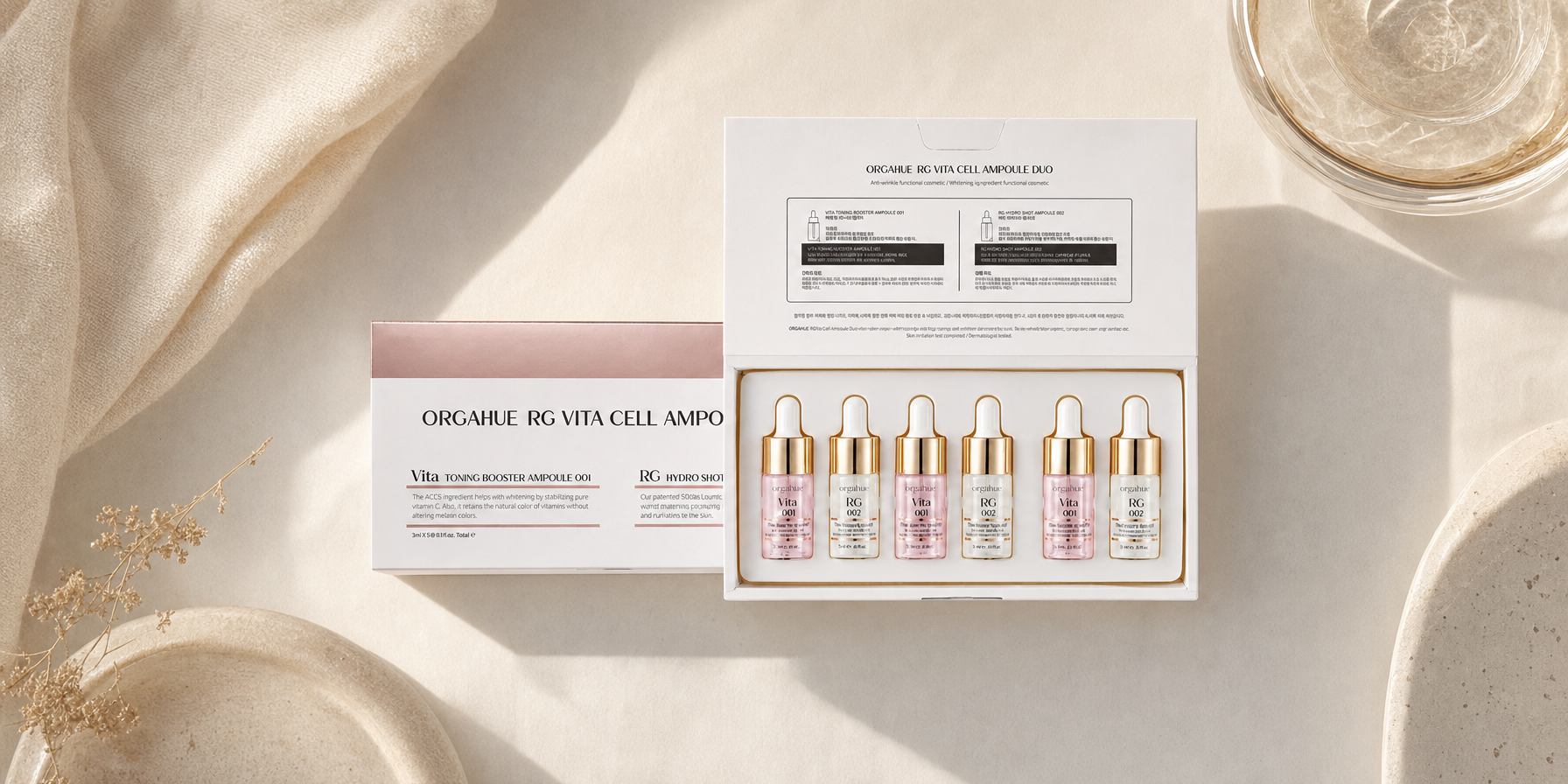 Beauty Power Orgahue RG Vita Cell EGF Ampoule Duo for layering after Skin Detox