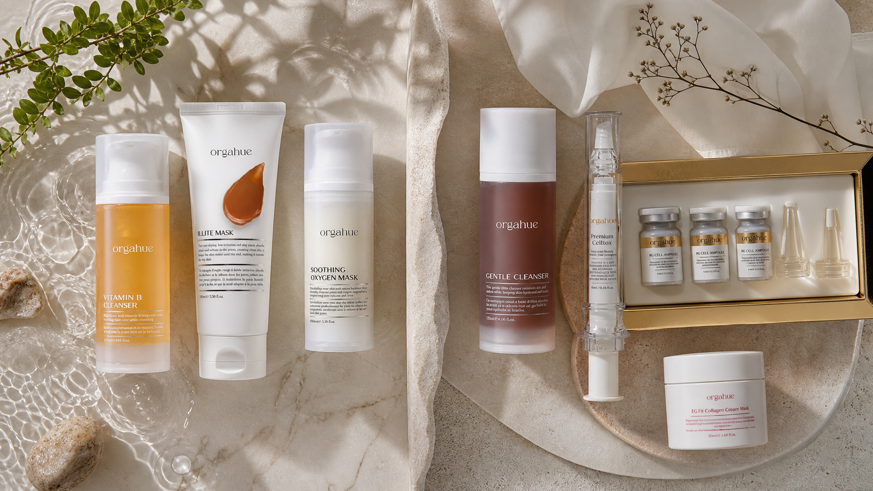 Beauty Power Orgahue Skin Detox vs Celltox home care products flat lay comparison