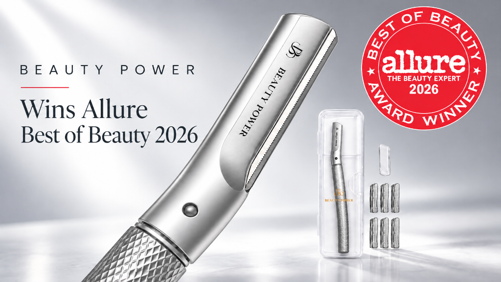 Beauty Power Wins Allure Best of Beauty 2026, Reusable Eyebrow Razor & Dermaplaning Tool with Allure red seal