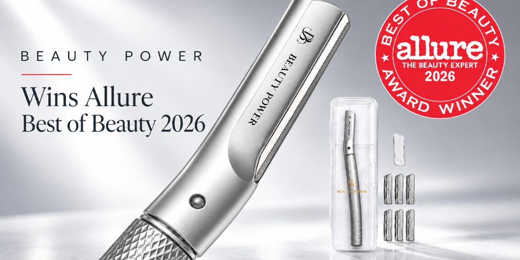 Beauty Power Wins Allure Best of Beauty 2026, Reusable Eyebrow Razor & Dermaplaning Tool with Allure red seal