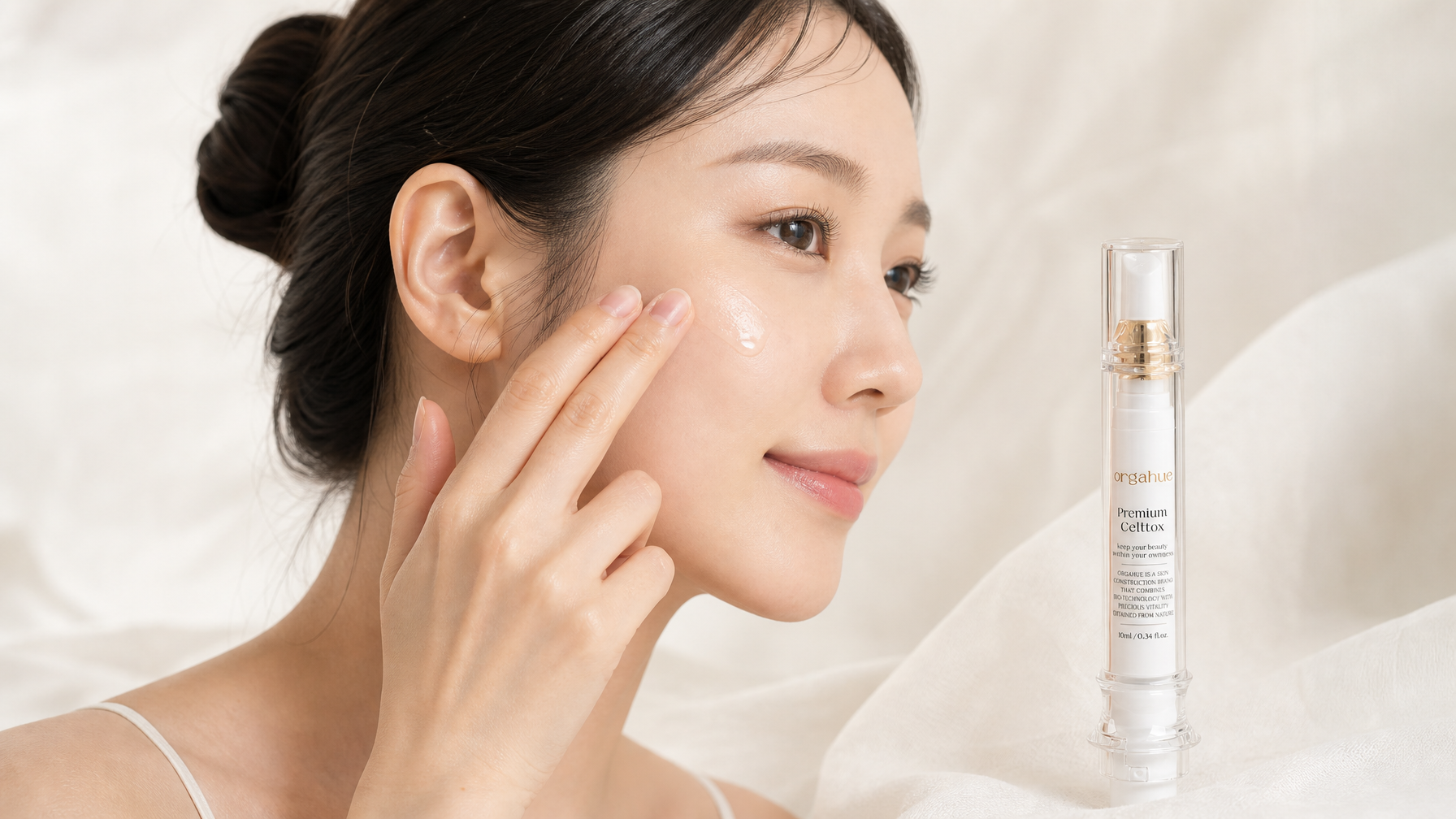 Orgahue Premium Celltox Korean microneedle growth factor serum on cream background - Beauty Power