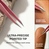 Beauty Power Ultra Precision Slant & Point Eyebrow Tweezers Set with Case - Pink