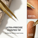 Beauty Power Ultra Precision Slant & Point Eyebrow Tweezers Set with Case - Gold