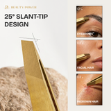 Beauty Power Ultra Precision Slant & Point Eyebrow Tweezers Set with Case - Gold