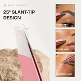 Beauty Power Ultra Precision Slant & Point Eyebrow Tweezers Set with Case - Pink