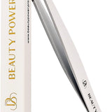 Professional Precision Slant Eyebrow Tweezers - White