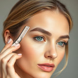 Eyebrow Razor with 6 Blades & Travel Case Silver