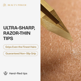 Professional Ultra Precision Tweezers for Eyebrows in Case - Gold