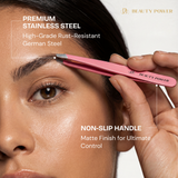 Beauty Power Ultra Precision Slant & Point Eyebrow Tweezers Set with Case - Pink