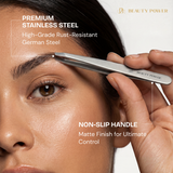Beauty Power Ultra Precision Slant & Point Eyebrow Tweezers Set with Case - Gray