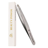 Professional Precision Slant Eyebrow Tweezers - Gray