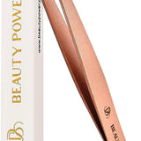 Professional Precision Slant Eyebrow Tweezers - Rose Gold