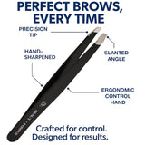 Professional Precision Slant Eyebrow Tweezers - Black