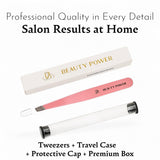 Professional Precision Slant Eyebrow Tweezers - Pink
