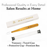 Professional Precision Slant Eyebrow Tweezers - Gold