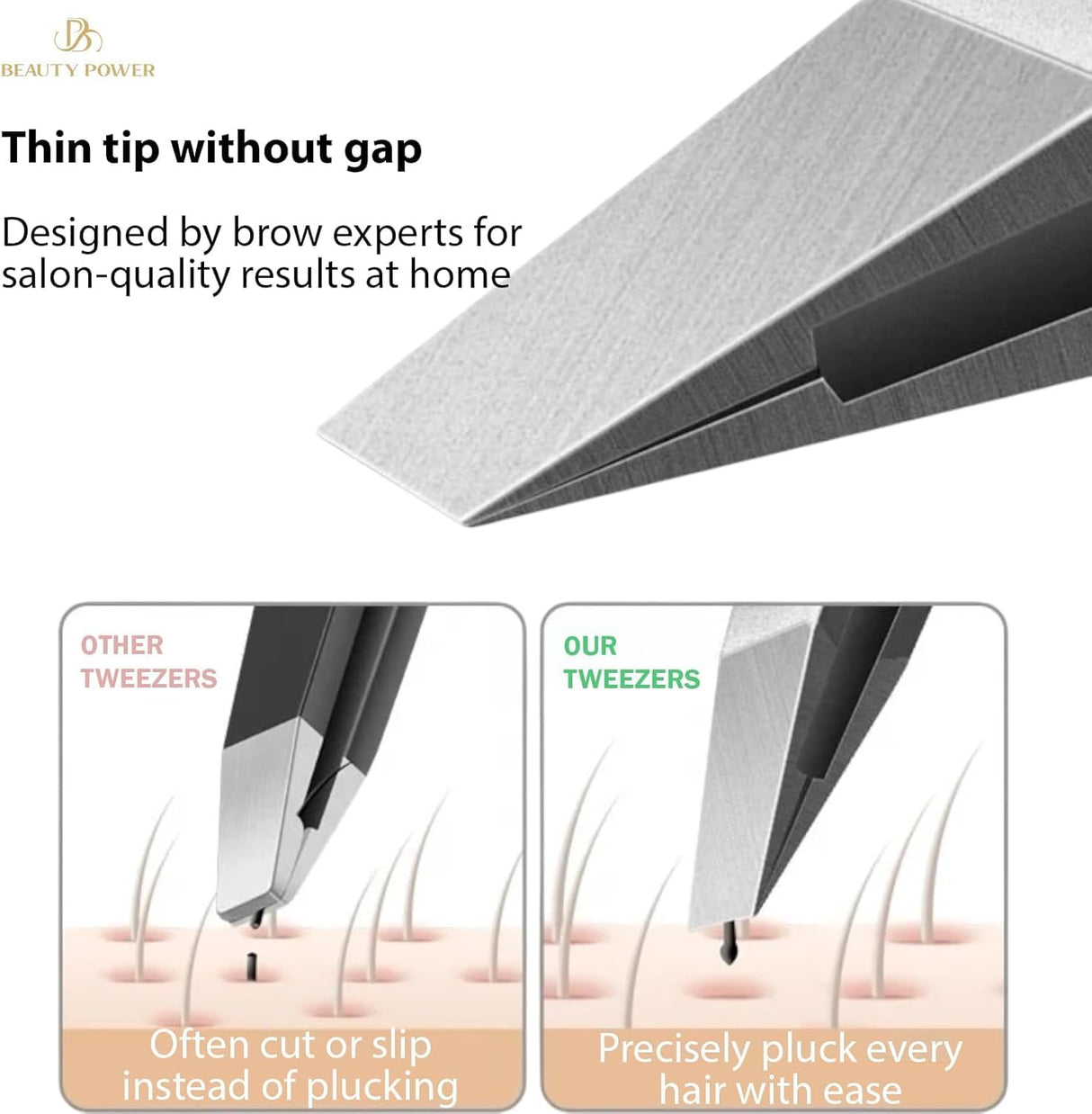 Professional Ultra Precision Tweezers Set – Slant & Point Eyebrow Tweezers with Travel Case