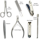 Manicure Set 7 in 1 with Gray Leather Case