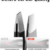 Professional Ultra Precision Tweezers Set – Slant & Point Eyebrow Tweezers with Black Travel Case