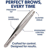 Professional Precision Slant Eyebrow Tweezers - Gray