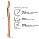 Eyebrow Razor with 6 Blades & Travel Case Rose Gold