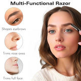 Eyebrow Razor with 6 Blades & Travel Case Black