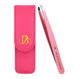 Professional Ultra Precision Tweezers for Eyebrows in Case - Pink