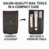 Nail Clippers Set 3 in 1 in Black PU Leather Travel Case