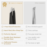 Professional Ultra Precision Slant Eyebrow Tweezers Black