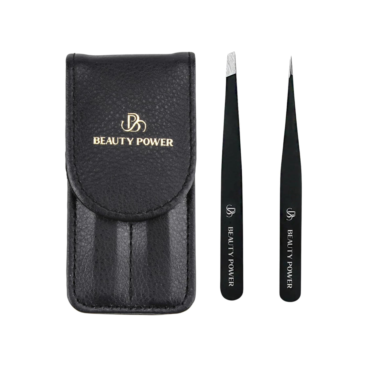 Professional Ultra Precision Tweezers Set – Slant & Point Eyebrow Tweezers with Travel Case