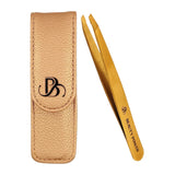 Professional Ultra Precision Tweezers for Eyebrows in Case - Gold