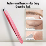 Professional Ultra Precision Slant Eyebrow Tweezers Pink