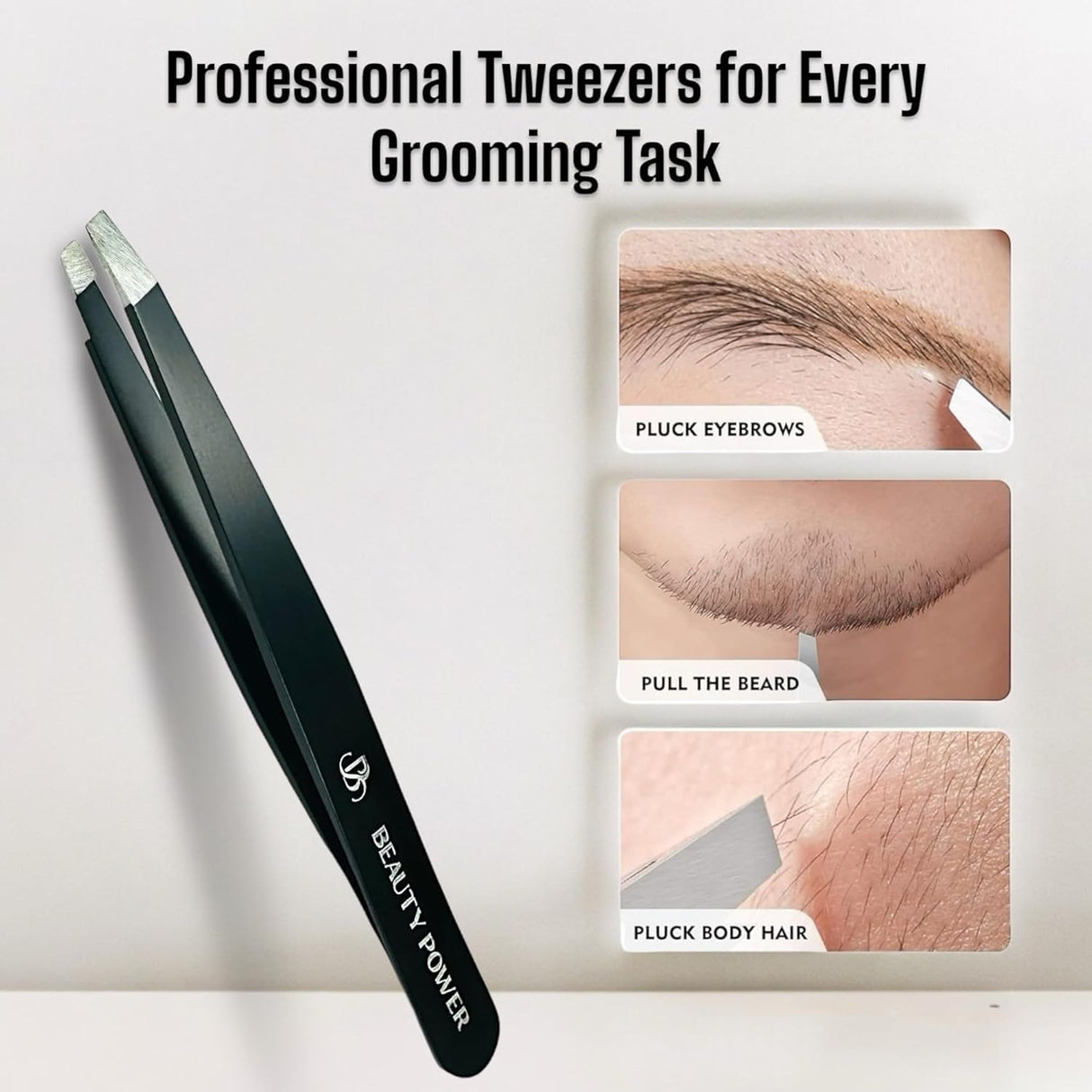 Professional Ultra Precision Tweezers Set – Slant & Point Eyebrow Tweezers with Travel Case