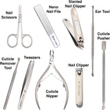 Manicure Pedicure Set 9 in 1 in Brown PU Leather Case
