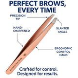Professional Precision Slant Eyebrow Tweezers - Rose Gold