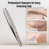 Professional Precision Slant Eyebrow Tweezers - Gray