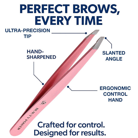 Professional Ultra Precision Slant Eyebrow Tweezers Pink