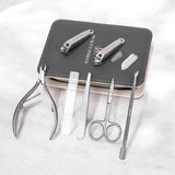 Manicure Set 7 in 1 with Gray Leather Case