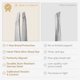 Beauty Power Ultra Precision Slant & Point Eyebrow Tweezers Set with Case - Gray