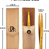 Professional Ultra Precision Tweezers for Eyebrows in Case - Gold