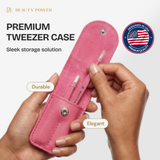 Beauty Power Ultra Precision Slant & Point Eyebrow Tweezers Set with Case - Pink