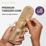 Beauty Power Ultra Precision Slant & Point Eyebrow Tweezers Set with Case - Gold