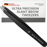 Beauty Power Ultra Precision Slant Eyebrow Tweezers - Stainless Steel - Black