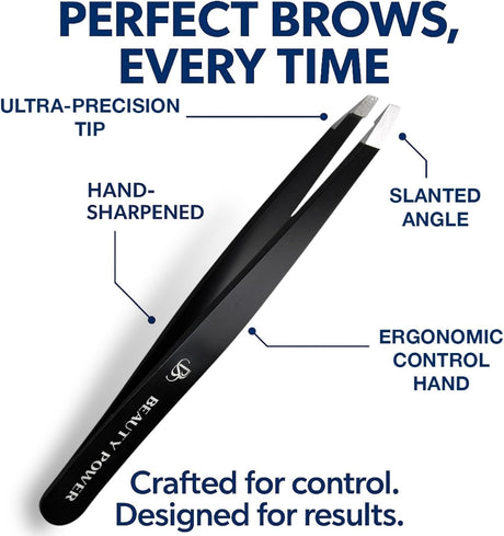 Professional Ultra Precision Slant Eyebrow Tweezers - Set of 3
