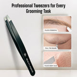 Professional Ultra Precision Slant Eyebrow Tweezers Black
