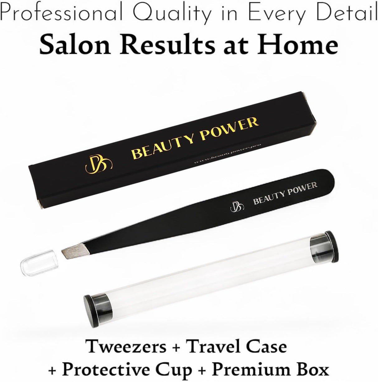 Professional Ultra Precision Slant Eyebrow Tweezers Black