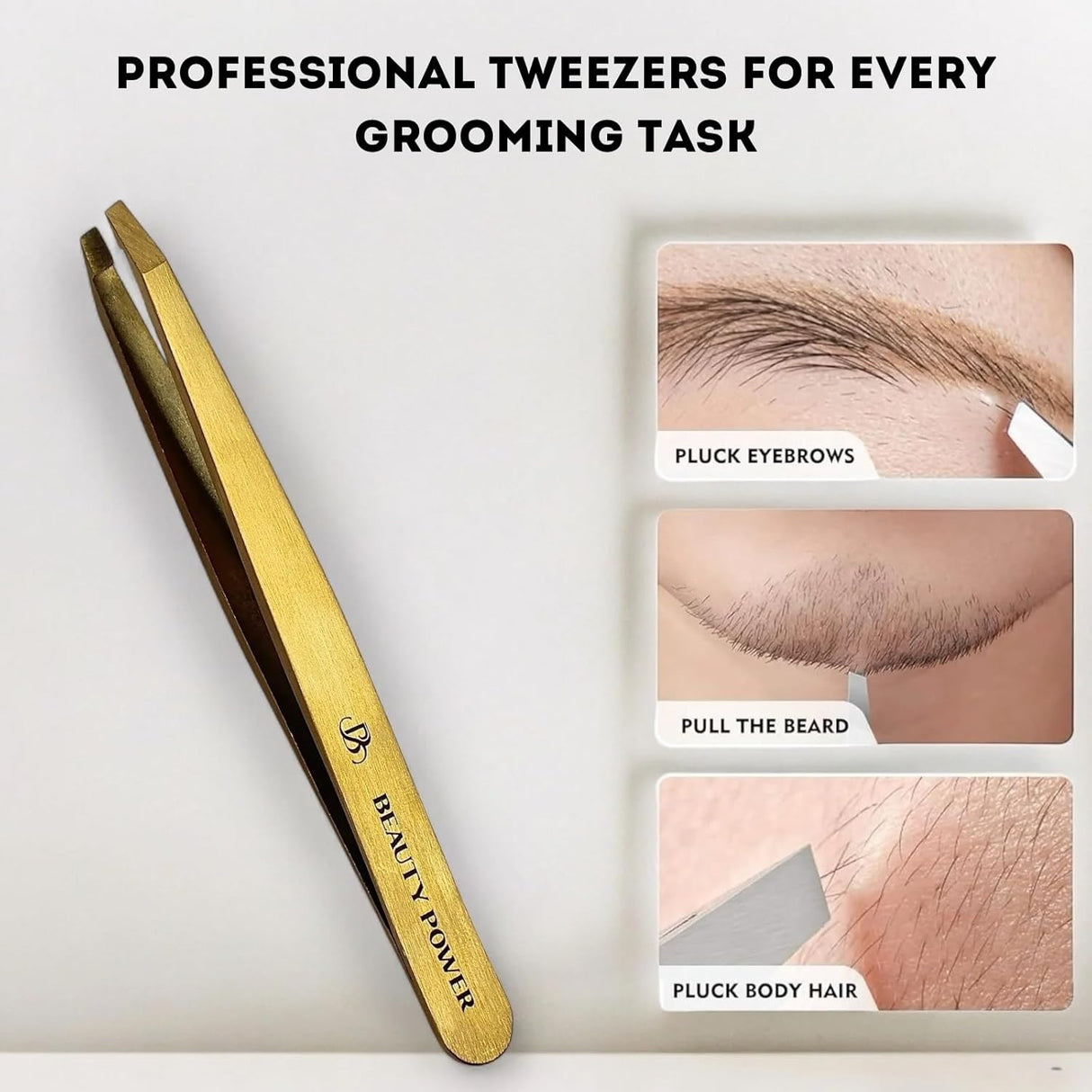 Professional Ultra Precision Slant Eyebrow Tweezers Gold