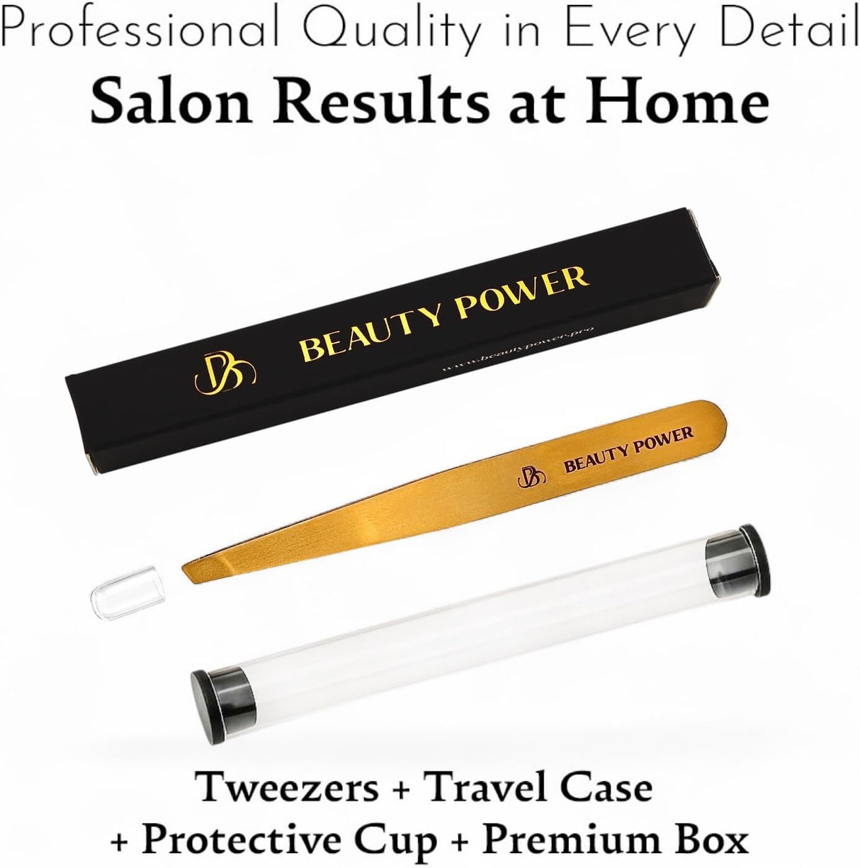 Professional Ultra Precision Slant Eyebrow Tweezers Gold